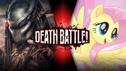 Size: 1280x720 | Tagged: safe, derpibooru import, edit, fluttershy, pegasus, pony, death battle, exploitable meme, logo, logo edit, meme, my little pony, predator, story in the source, story included, template