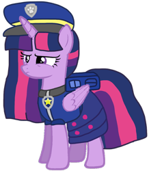 Size: 926x1061 | Tagged: safe, artist:徐詩珮, twilight sparkle, twilight sparkle (alicorn), alicorn, pony, series:sprglitemplight diary, series:sprglitemplight life jacket days, series:springshadowdrops diary, series:springshadowdrops life jacket days, alternate universe, angry, base used, chase (paw patrol), clothes, cute, paw patrol, simple background, transparent background, twilight is not amused, unamused