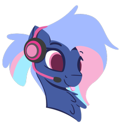 Size: 1151x1184 | Tagged: safe, artist:rhythmpixel, oc, oc only, oc:bit rate, bust, female, headset, lineless, mare, portrait, simple background, solo, transparent background