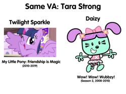 Size: 1024x768 | Tagged: safe, edit, edited screencap, screencap, twilight sparkle, twilight sparkle (alicorn), alicorn, pony, three's a crowd, daizy, exploitable meme, female, meme, same voice actor, spoiler alert, tara strong, wow wow wubbzy