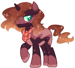 Size: 1584x1424 | Tagged: safe, artist:kurosawakuro, oc, pony, unicorn, base used, coat markings, ethereal mane, magical lesbian spawn, male, neckerchief, offspring, parent:applejack, parent:princess luna, parents:lunajack, simple background, solo, stallion, starry mane, transparent background