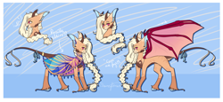 Size: 3966x1828 | Tagged: safe, artist:honeybbear, oc, bat pony, pony, female, horns, mare, solo