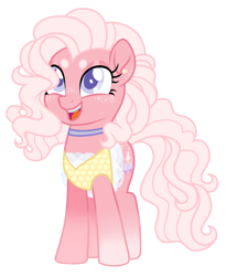 Size: 1289x1572 | Tagged: safe, artist:unoriginai, derpibooru import, pinkie pie, earth pony, pony, alternate design, choker, clothes, cotton candy, cute, diapinkes, dress, ear piercing, earring, eyebrows, jewelry, lace, outfit, piercing, redesign