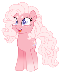 Size: 1289x1572 | Tagged: safe, artist:unoriginai, derpibooru import, pinkie pie, earth pony, pony, alternate design, cotton candy, cute, diapinkes, eyebrows, redesign