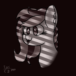 Size: 800x800 | Tagged: safe, artist:toricelli, derpibooru exclusive, oc, oc:toricelli, pegasus, pony, bust, monochrome, shading, solo, tongue out, watermark