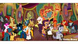 Size: 1920x1080 | Tagged: safe, artist:flyingcentar3, artist:vector-brony, edit, coriander cumin, saffron masala, oc, oc:autisticpony, oc:bright idea, oc:grey silvermane, oc:keyframe, oc:lightning blitz, oc:mad munchkin, oc:manga kamen, oc:rosepal, oc:thunderblur, oc:vector, elephant, pony creator, kurta, the tasty treat