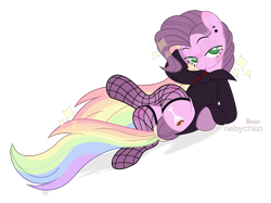 Size: 2677x2006 | Tagged: safe, artist:angellightyt, oc, oc only, oc:cosmopolitan, pony, clothes, female, fishnet stockings, jacket, mare, simple background, solo, transparent background