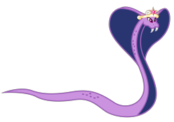 Size: 4997x3488 | Tagged: safe, artist:dragonchaser123, editor:damiranc1, twilight sparkle, cobra, snake, big crown thingy, danger noodle, element of magic, fangs, jewelry, regalia, simple background, solo, species swap, transparent background, twilight snakle