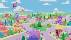 Size: 1280x720 | Tagged: safe, screencap, toola roola, g3, g3.5, background, equestria, ever forever green tree, intro, ponyville, ponyville (g3)