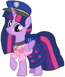 Size: 909x1080 | Tagged: safe, artist:徐詩珮, twilight sparkle, twilight sparkle (alicorn), alicorn, series:sprglitemplight diary, series:sprglitemplight life jacket days, series:springshadowdrops diary, series:springshadowdrops life jacket days, alternate universe, base used, chase (paw patrol), clothes, female, paw patrol, shirt, t-shirt