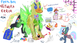 Size: 1920x1080 | Tagged: safe, artist:cutepencilcase, artist:fluffyxai, artist:jennithedragon, oc, oc only, oc:bit rate, oc:fine line, oc:network error, changeling, pony, crowbar, drawpile disasters, error, glitch, mcdonald's, missingno, mlpds, pokémon, ponyfest, ponyfest 3, rubber duck