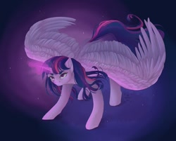 Size: 1024x822 | Tagged: safe, artist:nekotoko, twilight sparkle, twilight sparkle (alicorn), alicorn, pony, female, glowing horn, horn, mare, solo, stars