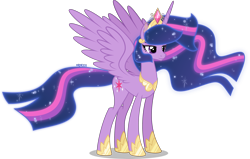 Size: 4000x2539 | Tagged: safe, artist:orin331, princess twilight 2.0, twilight sparkle, twilight sparkle (alicorn), alicorn, pony, the last problem, alternate universe, crown, cutie mark, ethereal mane, female, hoof shoes, jewelry, mare, peytral, regalia, simple background, smiling, solo, starry mane, tiara, transparent background, ultimate twilight