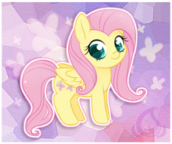 Size: 482x402 | Tagged: safe, artist:raininess, derpibooru import, fluttershy, butterfly, pegasus, pony, cute, female, mare, shyabetes, solo