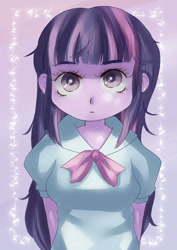 Size: 724x1023 | Tagged: safe, artist:araiiara123, twilight sparkle, equestria girls, clothes, female, multicolored hair, purple skin