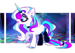 Size: 1920x1371 | Tagged: safe, artist:dianamur, oc, unicorn, clothes, deviantart watermark, female, mare, obtrusive watermark, socks, solo, watermark