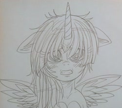 Size: 1731x1534 | Tagged: safe, twilight sparkle, twilight sparkle (alicorn), alicorn, pony, anime, cute, sad, sketch, traditional art