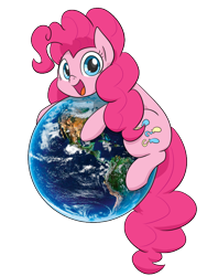 Size: 598x754 | Tagged: safe, artist:dendollae, derpibooru import, pinkie pie, earth pony, pony, cute, diapinkes, earth, earth day, female, hug, looking at you, mare, open mouth, simple background, solo, transparent background