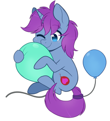 Size: 841x930 | Tagged: safe, artist:higglytownhero, derpibooru import, oc, oc only, pony, unicorn, balloon, simple background, solo, transparent background