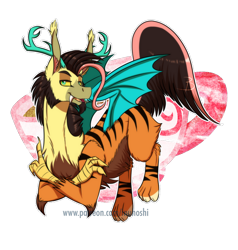 Size: 900x944 | Tagged: safe, artist:inuhoshi-to-darkpen, oc, oc:mayhem, draconequus, hybrid, interspecies offspring, offspring, parent:discord, parent:fluttershy, simple background, solo, transparent background