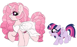 Size: 1000x614 | Tagged: safe, artist:unoriginai, twilight sparkle, twilight sparkle (alicorn), alicorn, pony, alternate universe, crossover, cute, female, mother and child, mother and daughter, parent and child, ponified, rose quartz (steven universe), simple background, steven universe, twiabetes, white background