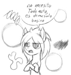 Size: 685x720 | Tagged: safe, artist:zetamad, oc, oc only, oc:lemon sketch, pony, sketch, solo, spanish