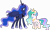 Size: 7377x4357 | Tagged: safe, artist:pumpkinpieforlife, derpibooru import, princess celestia, princess luna, alicorn, pony, absurd resolution, clothes, crown, envy, folded wings, jewelry, necklace, princess celestia is not amused, regalia, role reversal, shoes, simple background, size difference, smallestia, smug, spread wings, talluna, transparent background, unamused, vector, wings