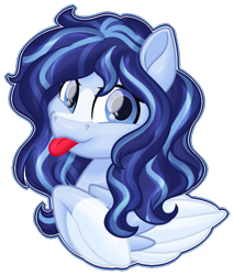 Size: 987x1157 | Tagged: safe, artist:missmele-madness, oc, oc only, oc:azure, pegasus, pony, female, mare, simple background, solo, tongue out, transparent background, two toned wings, wings