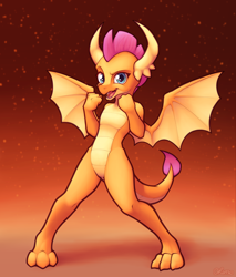 Size: 3400x4000 | Tagged: safe, artist:ohemo, smolder, anthro, dragon, dragoness, female, fight, fire, high res, looking at you, open mouth, solo