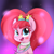 Size: 800x800 | Tagged: safe, artist:dendollae, pacific glow, earth pony, pony, the saddle row review, abstract background, blushing, bust, cute, female, glowbetes, hair tie, jewelry, looking at you, mare, necklace, open mouth, pacifier, pigtails, portrait, rio de janeiro, smiling, solo