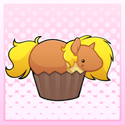 Size: 700x700 | Tagged: safe, artist:quarantinedchaoz, oc, oc only, oc:rock, hamster, unicorn, food, male, muffin, simple background, solo, species swap