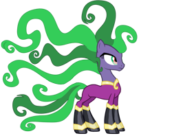 Size: 4744x3814 | Tagged: safe, artist:kayman13, derpibooru import, mane-iac, earth pony, absurd resolution, antagonist, boots, clothes, female, frown, gloves, looking forward, mare, power suit, shirt, shoes, simple background, solo, tentacles, transparent background, unsure, vector