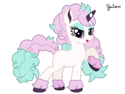 Size: 2501x1876 | Tagged: safe, artist:gutovi, pony, colored hooves, colored horn, crossover, curly hair, curly mane, curly tail, galarian ponyta, hoof fluff, horn, pokémon, ponified, ponyta, show accurate, simple background, transparent background