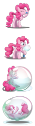 Size: 1800x6400 | Tagged: safe, artist:bladedragoon7575, derpibooru import, pinkie pie, earth pony, pony, blowing bubbles, bubble, bubble solution, comic, cute, diapinkes, drinking, encasement, female, happy, heart, in bubble, mare, pinkie being pinkie, pinkie physics, sequence, simple background, soap bubble, transparent background, vector