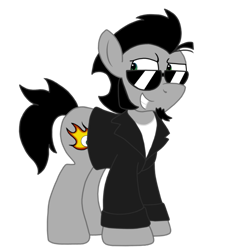 Size: 873x916 | Tagged: safe, artist:sketchymouse, oc, oc only, oc:sketchy, earth pony, pony, clothes, cutie mark, digital art, male, simple background, smiling, solo, stallion, sunglasses, tail, transparent background