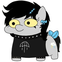 Size: 500x500 | Tagged: safe, artist:toyminator900, oc, oc only, oc:lightning dee, pegasus, pony, bow, choker, clothes, female, mare, shirt, simple background, solo, spiked choker, spiked wristband, squatpony, style emulation, tail bow, transparent background, wingless, wristband