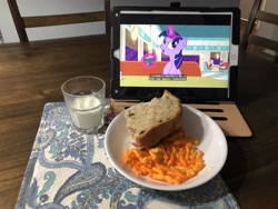 Size: 4032x3024 | Tagged: safe, twilight sparkle, twilight sparkle (alicorn), alicorn, the saddle row review, food, irl, lunch, photo, tea, waifu dinner