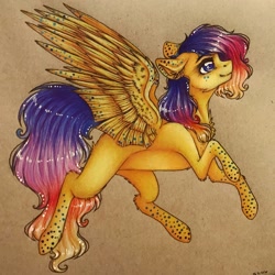 Size: 1080x1080 | Tagged: safe, artist:hardtimebreathing, oc, oc only, oc:line art, pegasus, pony, art trade, solo, spots, traditional art