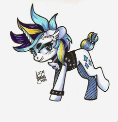 Size: 721x741 | Tagged: safe, artist:verylazybread, derpibooru import, rarity, pony, unicorn, alternate hairstyle, punk, raripunk, traditional art