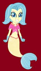 Size: 310x532 | Tagged: safe, artist:furrydiva, princess skystar, mermaid, equestria girls, my little pony: the movie, belly button, brown background, equestria girls-ified, female, midriff, simple background, smiling, solo