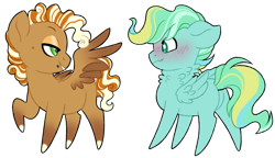 Size: 1024x589 | Tagged: safe, artist:azure-art-wave, oc, oc only, oc:cinnamon spice, pegasus, pony, blushing, chibi, magical lesbian spawn, male, offspring, parent:cherry jubilee, parent:spitfire, simple background, stallion, transparent background, wing hands, wings