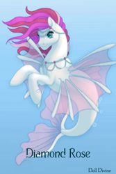 Size: 400x600 | Tagged: safe, artist:katmares, derpibooru import, seapony (g4), diamond rose, solo, species swap