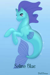 Size: 400x600 | Tagged: safe, artist:katmares, derpibooru import, seapony (g4), salina blue, solo