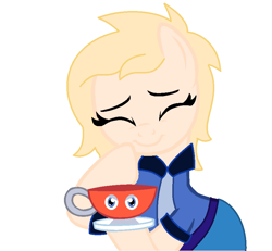 Size: 848x784 | Tagged: safe, artist:yuseifan4life, oc, oc:mimi kurosawa, pony, cup, cut man, megaman, ponified, teacup