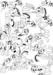 Size: 1024x1457 | Tagged: safe, artist:wangkingfun, twilight sparkle, twilight sparkle (alicorn), unicorn twilight, alicorn, pony, unicorn, female, hooves, lineart, simple background, sketch, sketch dump, solo, white background