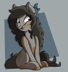Size: 2442x2595 | Tagged: safe, artist:modularpon, oc, oc only, oc:trash, earth pony, female, mare, simple background, smiling, solo