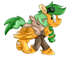 Size: 2500x2000 | Tagged: safe, artist:euspuche, oc, oc only, oc:atom smasher, pegasus, unicorn, fallout equestria, fallout equestria: duck and cover, clothes, colt, fanfic art, male, simple background, smiling, transparent background
