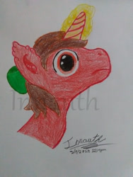 Size: 1944x2592 | Tagged: safe, artist:innauth, oc, oc only, pony, bow, magic, red, single, traditional art