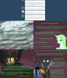 Size: 1802x2088 | Tagged: safe, artist:askmerriweatherauthor, carrot top, doctor whooves, golden harvest, oc, oc:commander foxtrot, oc:hallow bones, oc:merriweather, changeling, pony, unicorn, windigo, ask merriweather, scar