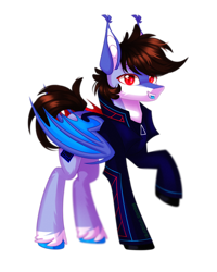 Size: 2000x2500 | Tagged: safe, artist:redheartponiesfan, oc, oc:alar, bat pony, pony, clothes, high res, jacket, male, simple background, solo, stallion, transparent background